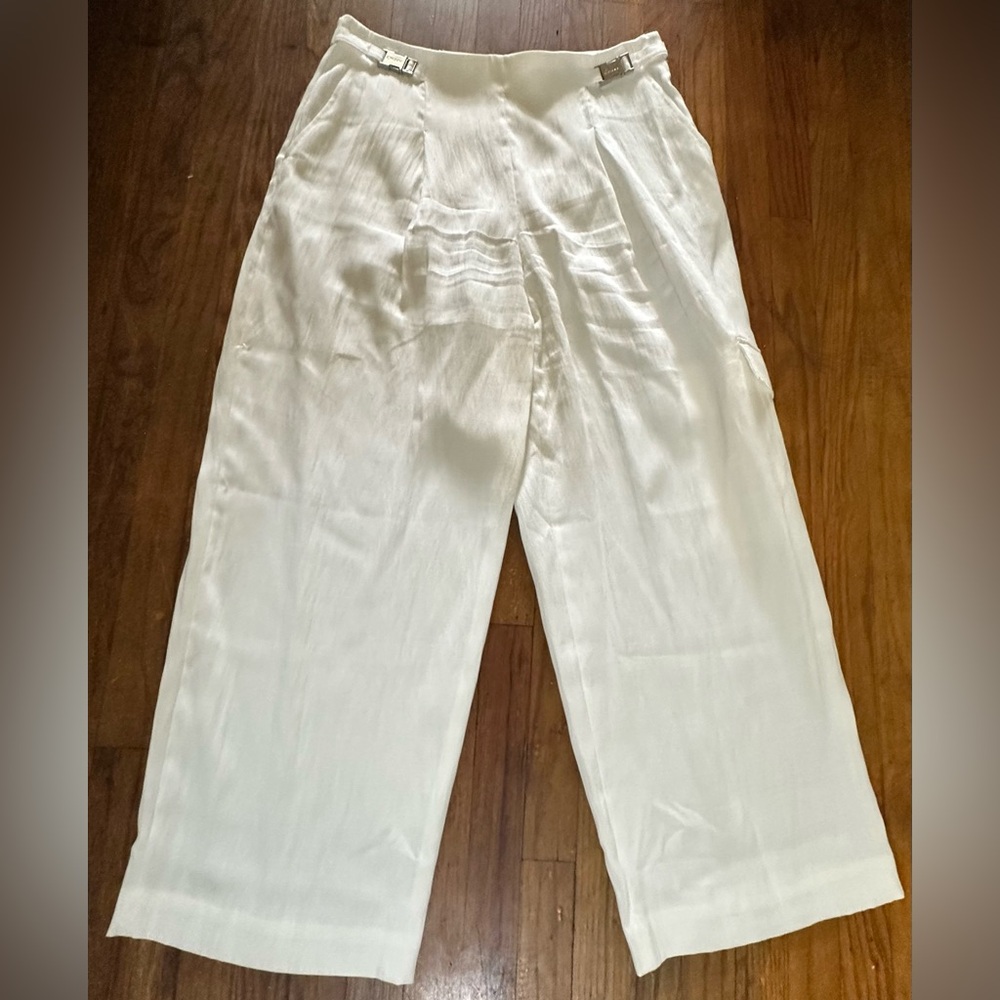 DKNY White Wide Leg Pants